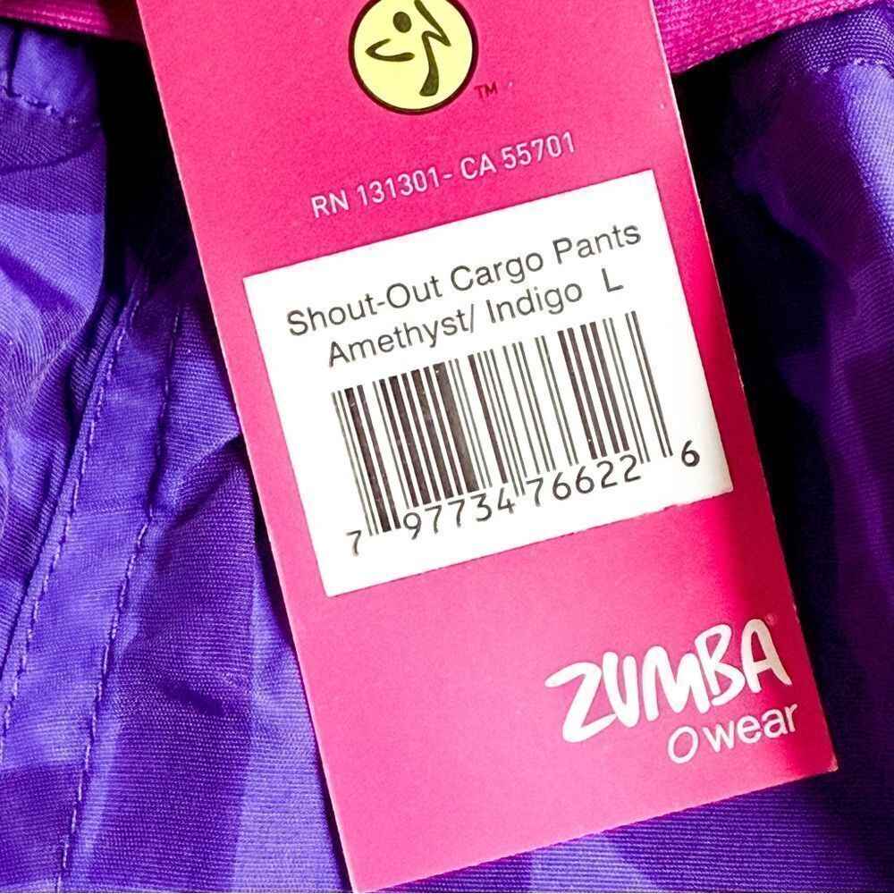 Zumba NWT Women's Shout-Out Cargo Pants Amethyst Indigo Dance Fitness Size Large - Picture 3 of 9